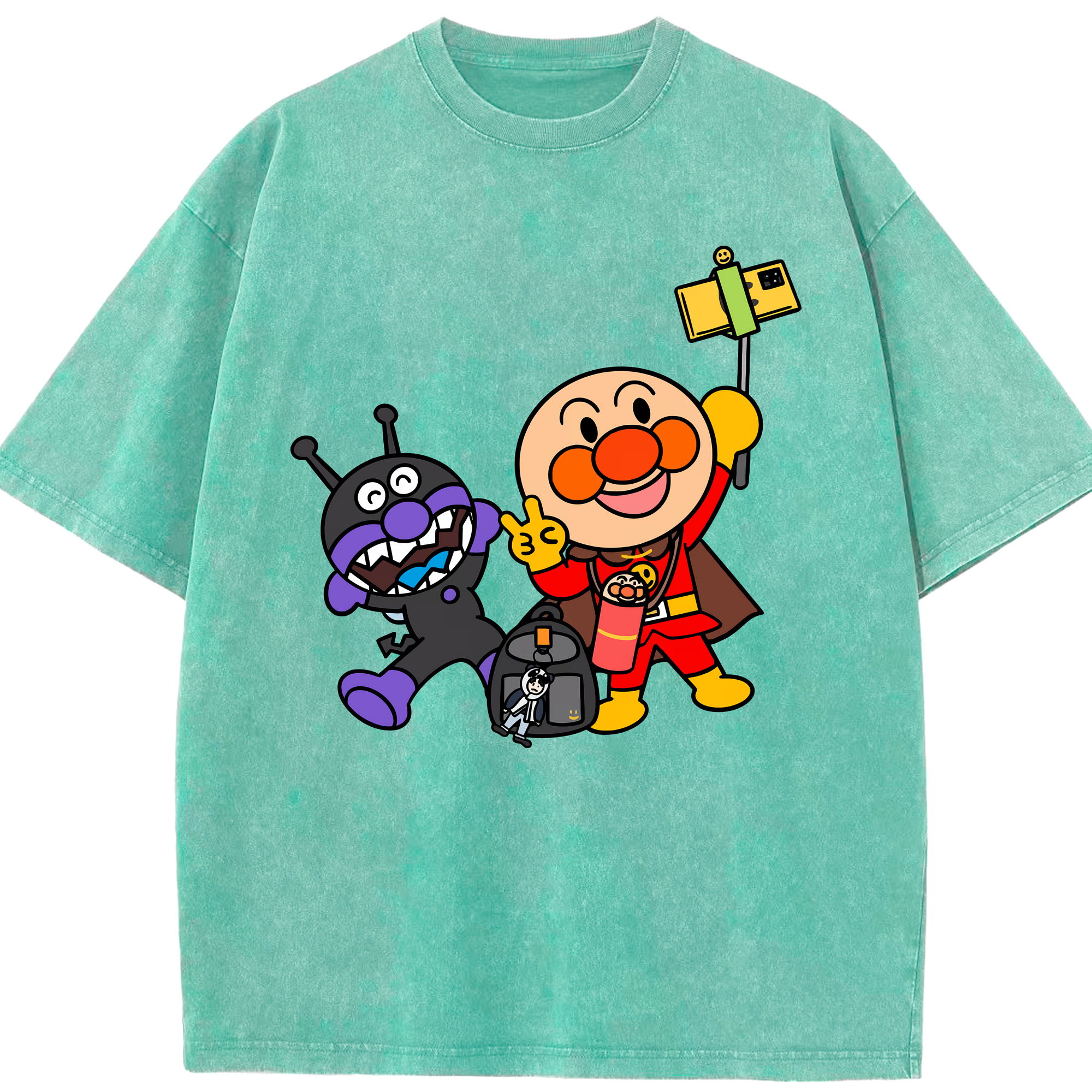 （画像用） アンパンマン Anpanman 綿100% ヴィンテージ風 半袖Tシャツ（フロントプリント）